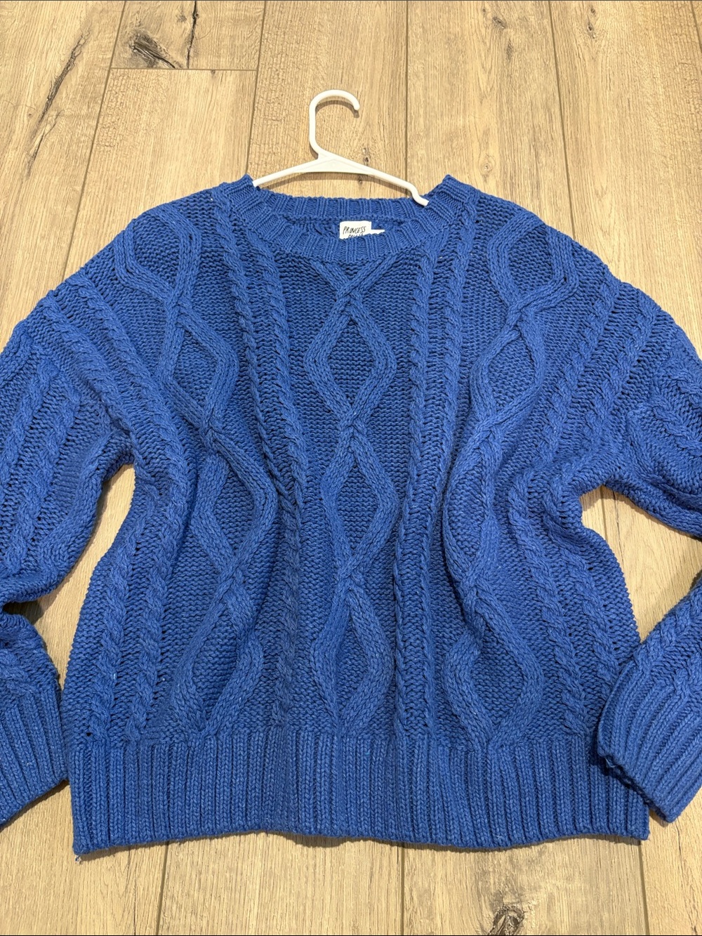 Princess Polly Women’s Deep Blue Cable Crewneck Sweater